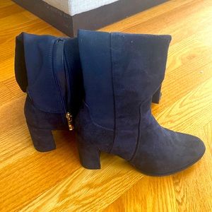 Over the knee boots in navy blue